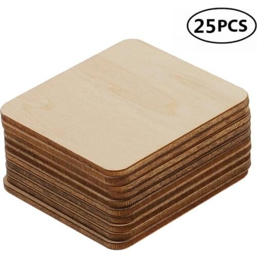 25pcs 60mm 2.36inch Unfinished Hardwood Square Birch Disks Baby Shower Decorating Wood Craft DIY Craft Projects