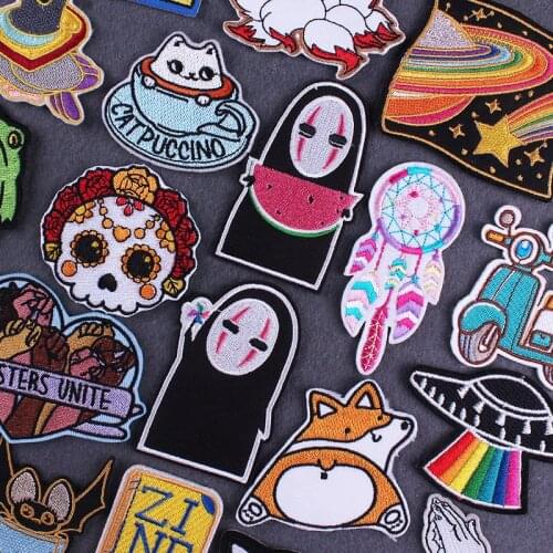 Cartoon Anime Embriodered Pacthes On Clothes Dog And Cat Pacth Animal Stickers For Clothes With Iron Stripes On Kids Clothing