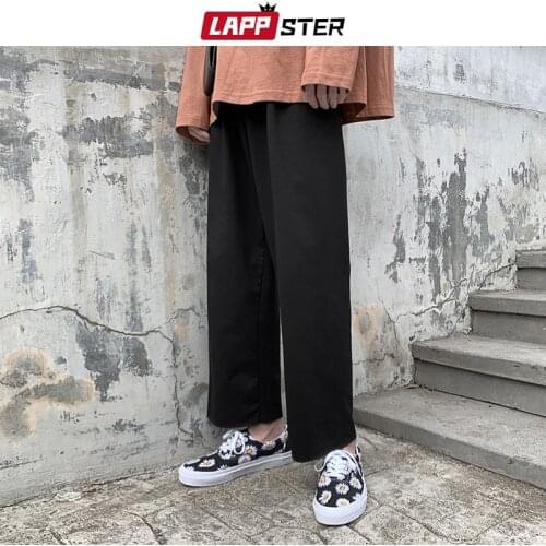 LAPPSTER Men Solid Baggy Harajuku Sweatpants 2021 Mens Korean Fashion Causal Y2k Pants Male Japanese Streetwear Straight Pants