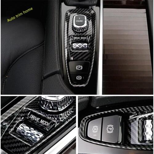 Ignition Key Hole / Electrical Park Hand Brake Frame Cover Trim Fit For VOLVO XC60 2018 2019 2020 2021 ABS ABS Carbon Fiber