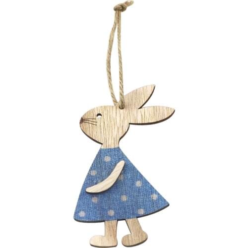 Wooden Easter Rabbit Hanging Ornament with Rustic Hanger Pendant Tags for Easter