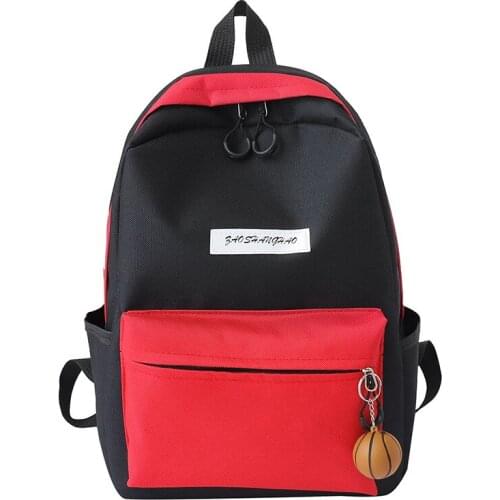 College Style Student Canvas School Bag Woman Contrast Color Backpack Fashion Outdoor Travel Light Waterproof Large Capacity