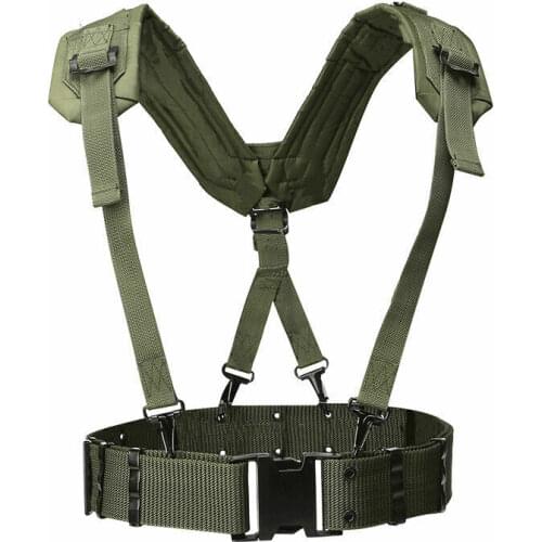 MILITARY Tactical Us Army Field Y-Type Load Bearing Suspenders And Belt Nylon Green SOLDIER MILITARY WAR REENACTMENTS