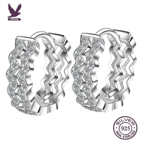 925 Sterling Silver Crystal Round Hoop Earrings For Women 2021 Fashion Jewelry Christmas Gift Female pendientes aretes de mujer