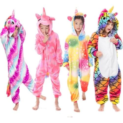 Kigurumi Flannel Winter Warm Pijamas Children Sleepwear Kids Kigurumi Animal Cartoon Pajama for 4 6 8 10 12 Years Pyjamas Kids