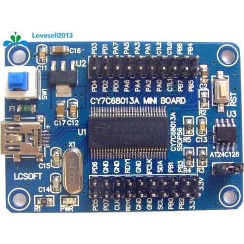 1Pcs EZ-USB FX2LP CY7C68013A USB Core Board Development Board USB Logic Analyzer With I2C Serial SPI