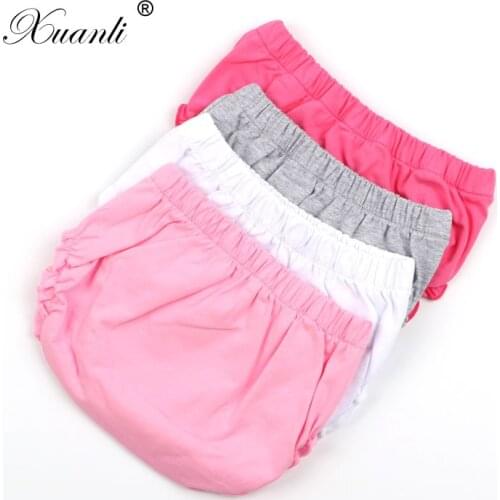 100% Cotton Baby Shorts Solid Color Ruffle Diaper Cover Baby Bloomers Toddler Cotton Shorts Kids Clothes 4 Colors 4pcs/lot
