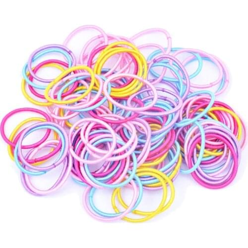 100pcs Hair Rubber Band Girls Ponytail Holde Fashion Elastic Candy Colors Nylon Child Baby Headband Scrunchy Hair Accessories