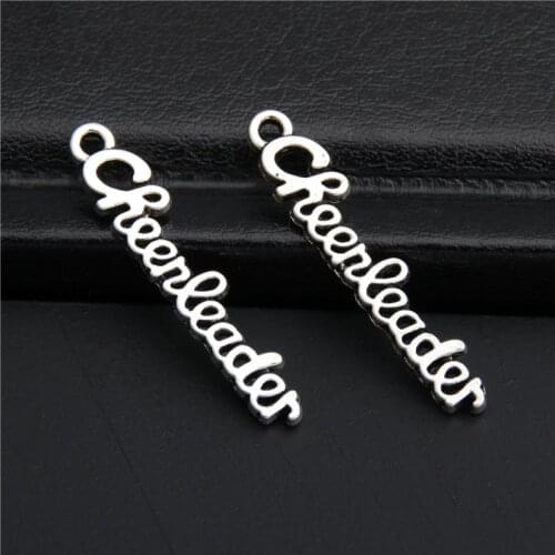 20pcs Silver Color Hollow Letters Carved Cheerleader Pendants Jewelry Diy Findings Charms A2771