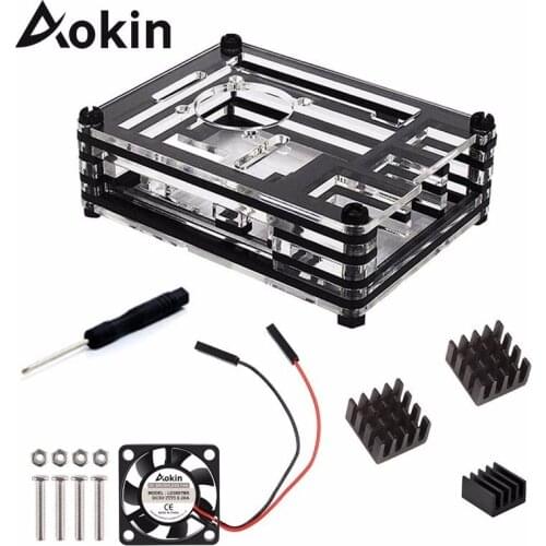 For Raspberry Pi 3 Case 9 Layer Acrylic Cover Shell Box With Cooling Fan And Heat Sink For Raspberry Pi 3 Model B+ Plus Hot