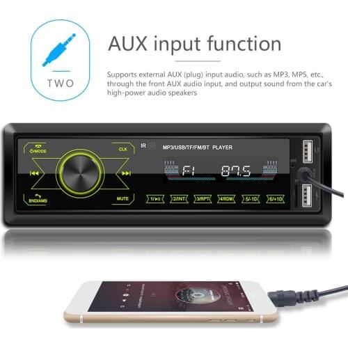 Car Multimedia Player Bluetooth Stereo Auto Radio Touch Screen MP3 Music Player with Colorful Light for Car Input Receiver