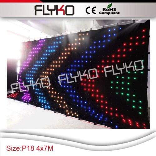 CE ROHS P18cm 4*7m LED Video Curtain For DJ Wedding Backdrops Event Nightclub