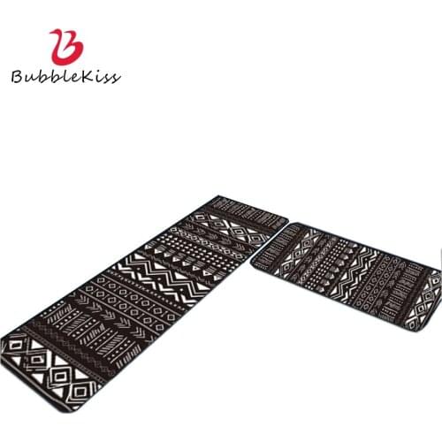 Bubble Kiss Geometric Lines Printed Carpets Black Anti-Wrinkle Kitchen Mats For Bedroom Home Room Decoration Teenager Area Rugs
