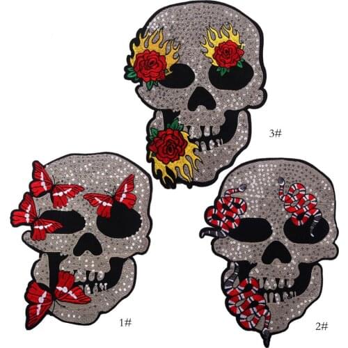 DD Cartoon skull and ghost beads patch cloth embroidered cloth patching clothes jeans patching clothing accessories
