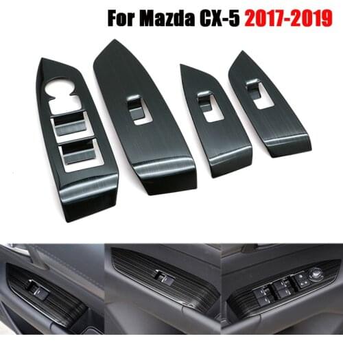For Mazda CX-5 CX5 2017 - 2019 KF LHD Car Window Switch Adjustment Knob Panel Cover Trim Stickers Strips Garnish CX5 2018 2020