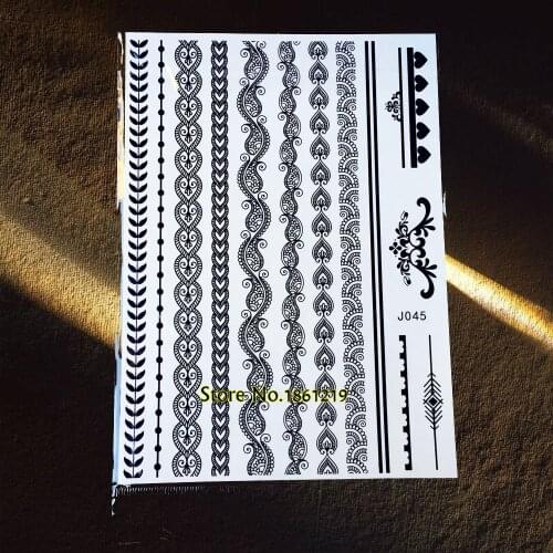 Hot Large Black Henna Tattoo Stickers Sexy Women 20x15CM Lace New Arrival Tattoo Girls Bracelet Black Henna Tattoo Paste Taty