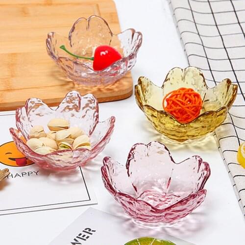 Exquisite glass cherry blossom dish household seasoning dipping dish soy sauce dish bowl tableware set