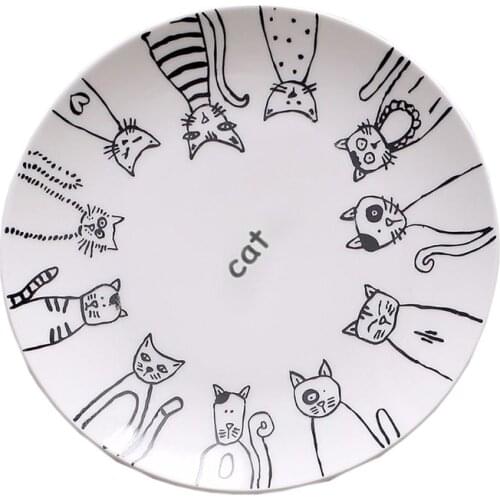 Cat Ceramic Plate Dinner Dessert Appetizer Salad Dish Steak Service Plates for Home Party TB Sale