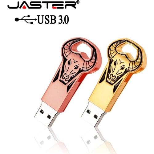 JASTER Memory-Stick USB 3.0 Pen Driver Flash-Drive Rotating design Usb JASTER Metal Bull Head-Gift 16GB 8GB 64GB