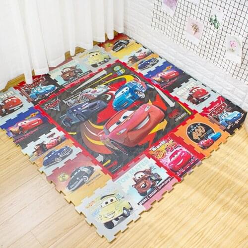 Cars Stitching Crawling Mat 30x30cm 9 Pieces Mickey EVA Green Baby Game Pad Assembling Climbing Mat Baby Toy Mat Assembling