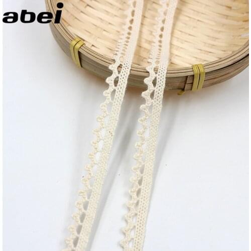 10yards/lot 1cm Cotton Lace Trims Beige Ribbon Tablecloth Socks Wrapping Embellishment Sewing Apparel Accessories DIY Material