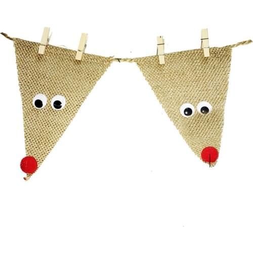 Lychee DIY Christmas Elk Triangle Flag Banner Party Banner Flags Birthday Festival Decoration Accessories