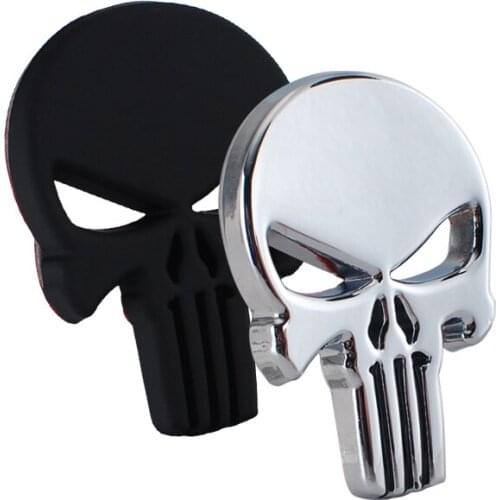 Car Styling The Punisher 3D Metal Skull Sticker Emblem Body Badge Accessories For Skoda octavia fabia yeti rapia superb a