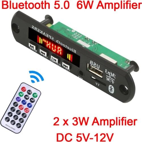 Hands-free MP3 Player Decoder Board 5V 12V Bluetooth 5.0 6W amplifier Car MP3 FM Radio Module Support TF USB AUX Recorders