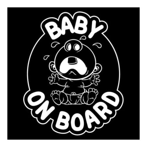 14.1X17.5CM Baby Crying Car Bumper Window Decoration Decal BABY ON BOARD Funny Warning Car Sticker N1585