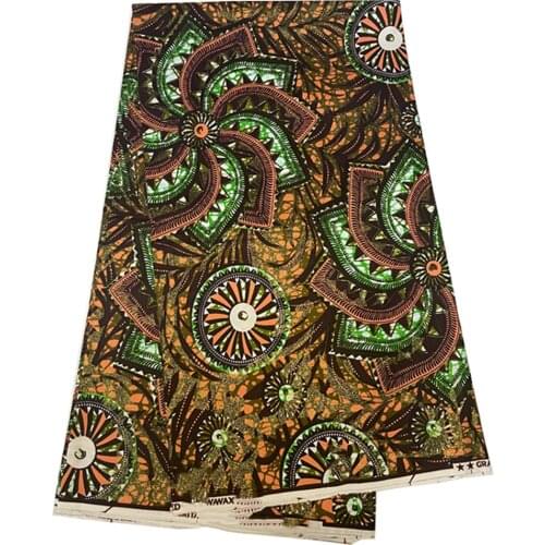 Real Wax Original African Print Fabric 100%Cotton Soft99 Veritable African Print Grand Wax Gold Brocade Fabric For Wedding Dress