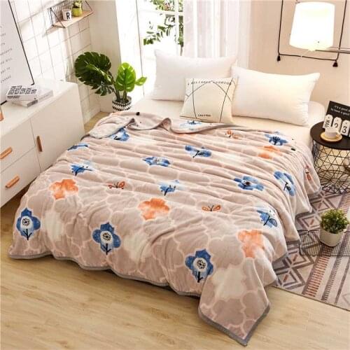 Super soft warm plaid coral fleece flannel fabric blanket baby sofa throw plaid cartoon winter qulit plush bedsheet gift