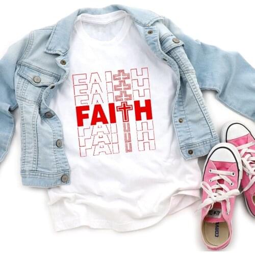 Faith Letter Print T-shirt Unisex Inspirational Religion Tshirt Casual Women Graphic Christian Church Tops Tees Dropshipping