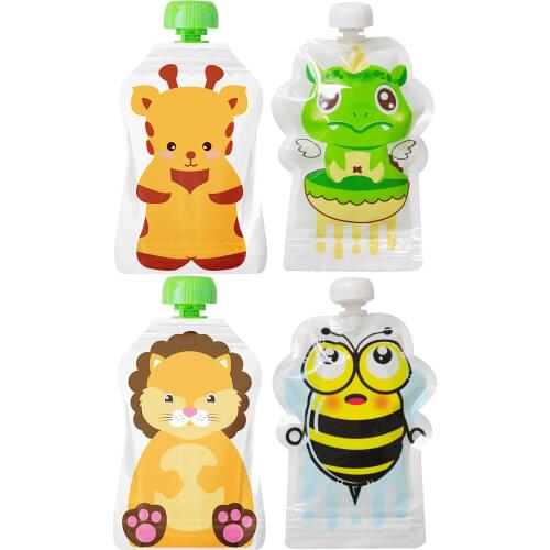 8pcs Reusable Food Storage Bags Sealed Refillable Smoothie, Porridge, Yogurt, Milk Baby Food Pouch Random