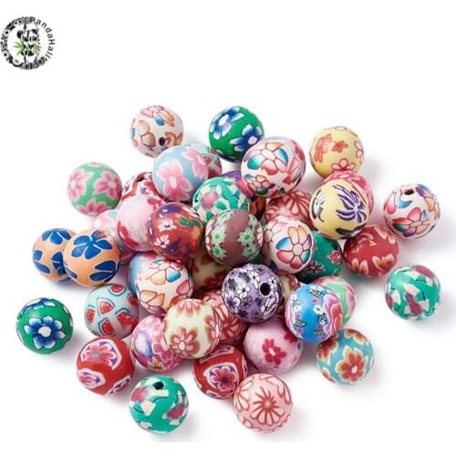 Pandahall 200pcs Handmade Polymer Clay Beads for Jewelry Making Round Mixed Color about 10mm in Diameter Hole: 2mm Wholesale