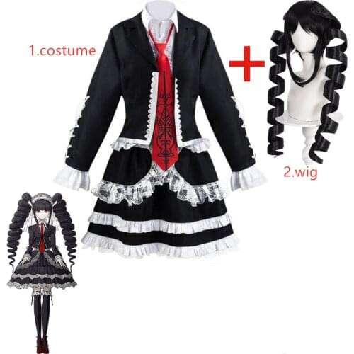 Anime Danganronpa Celestia Ludenberg Full Cosplay Costume Yasuhiro Taeko Cosplay Wig