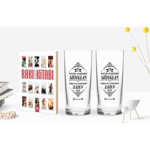 Personalized Colorful Printed I Bollywood The Lines Sütoğlan Design Dual arrack Cup And Raki Mobile Book gift Seti-1