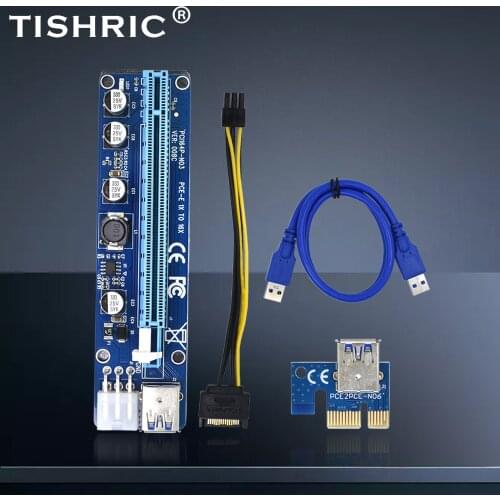 TISHRIC 5PCS VER008C Riser Card PCI PCIE Graphics Extension Cable PCI-E 1X To 16X Extender 008C Riser Adapter For Miner Mining