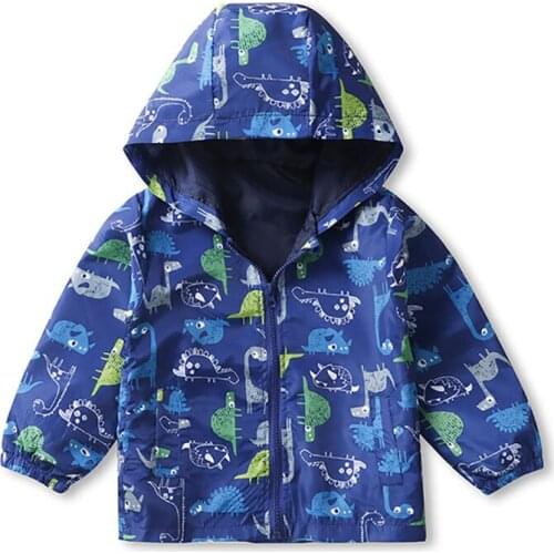 ZWF1249 Spring Autumn Girls Casual Jackets Hooded Outerwear Fashion Printing Windbreaker Children Boys Clothing Girls Coat