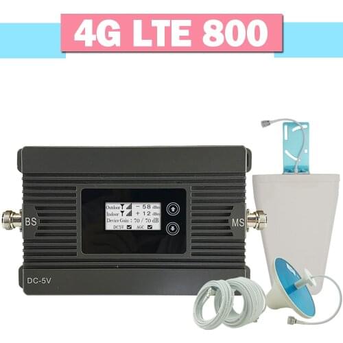 Walokcon 4G LTE 800 MHz Cellular Signal Repeater 80dB Gain LCD Display Band 20 4G Mobile Signal Booster 4G LTE 800 Amplifier