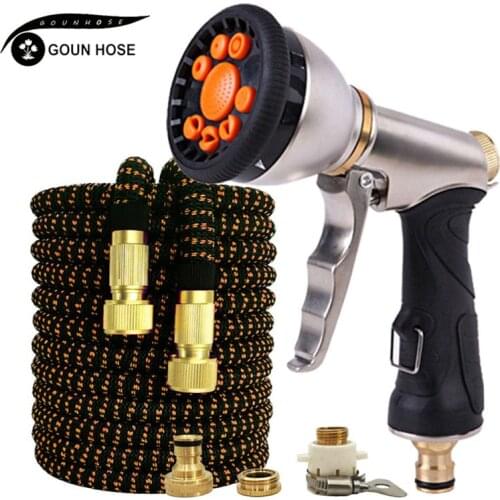 Hot Sale 25ft-100ft Garden Magic Hose Telescopic Hose Flexible Plastic Car Wash Hose Metal Spray Gun Outdoor Garden Watering