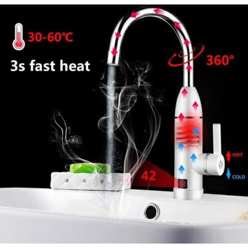 LCD Display Instant Hot Water Tap Digital Electric Faucet 3000W Tankless Kitchen Instant Hot Water Heater Kitchen Faucet