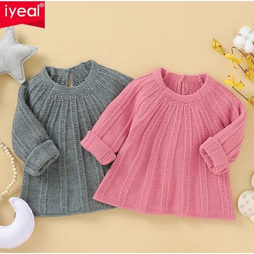 IYEAL 2020 Baby Girl Sweater Spring O-Neck Knitted Sweaters Chidlren Outwear Baby Girls Clothes Infant Girl Cotton Coat 0-24M