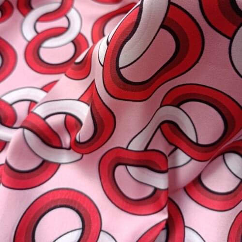 Spring and summer imitation silk satin circle design clothing brand fabric for dresses for sewing custom thin clothing materials