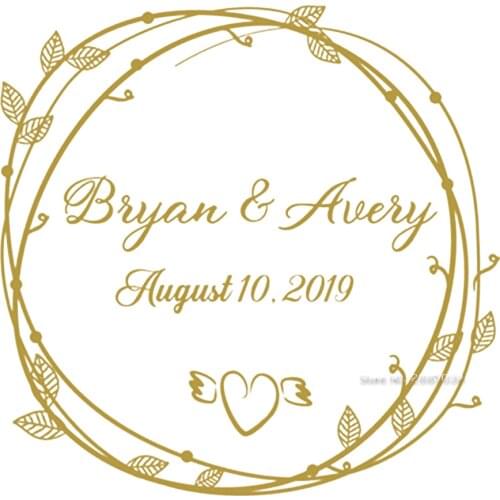 Garland Wedding Sign Decals Vinyl Wedding Board,Wall,Glass Decor Wall Sticers Lettering Personalized Name Various Colors LC1250