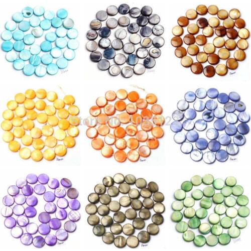 High Quality 11mm Natural Coin Shape 16 Color Shell MOP Gems Loose Beads Strand 15" Jewellery Making wj92