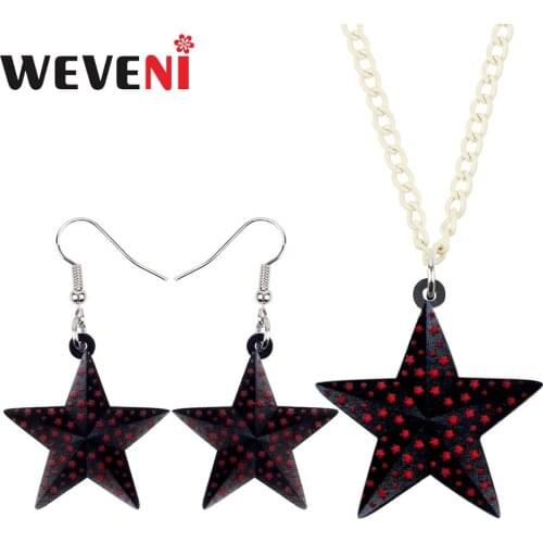 WEVENI Acrylic Christmas Anime Star Shape Jewelry Sets Necklace Earrings Women Girls 2019 Decorations Accessory Party Charm Gift