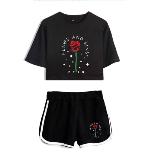 2020 Web celebrity payton moormeier PYTN Printed Women Two Piece Set Social Media Stars Shorts+lovely T-shirt Hot Sale Clothes