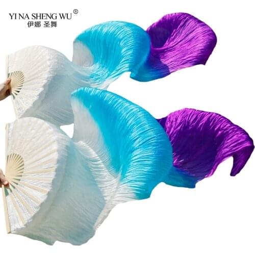 1 Piece/1 Pair Imitation Silk Veil Colorful Long Fans Women/Kids Hand Made Bellydance Performance Accessories Fans Adult Child