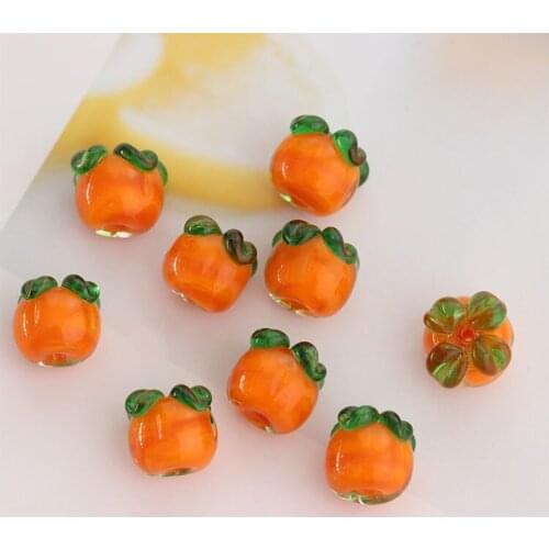 10 PCS 11X13mm Orange Lampwork Glass Persimmon Beads Connector Charms DIY Handmade Earrings Accessories For Jewelry Making