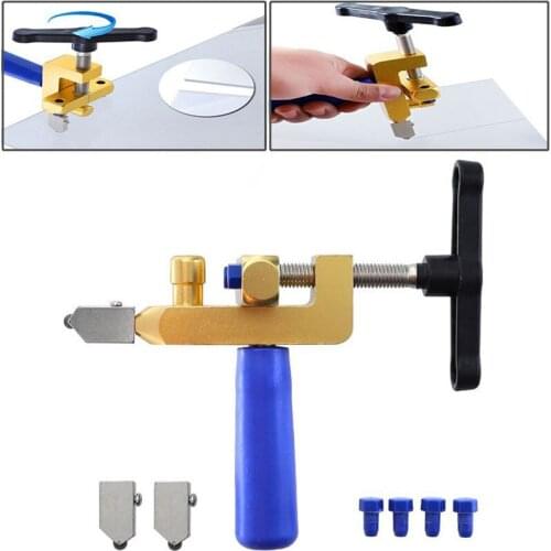 2 in 1 Roller Glass Cutter Ceramic Tile Opener Breaker Multi-functional Labor-saving Glass Cutting Tools with Spare Cutter Heads
